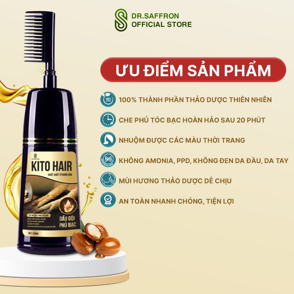 Ảnh Dầu gội phủ bạc Kito Hair thương hiệu Dr.Saffron date t10/2025 2