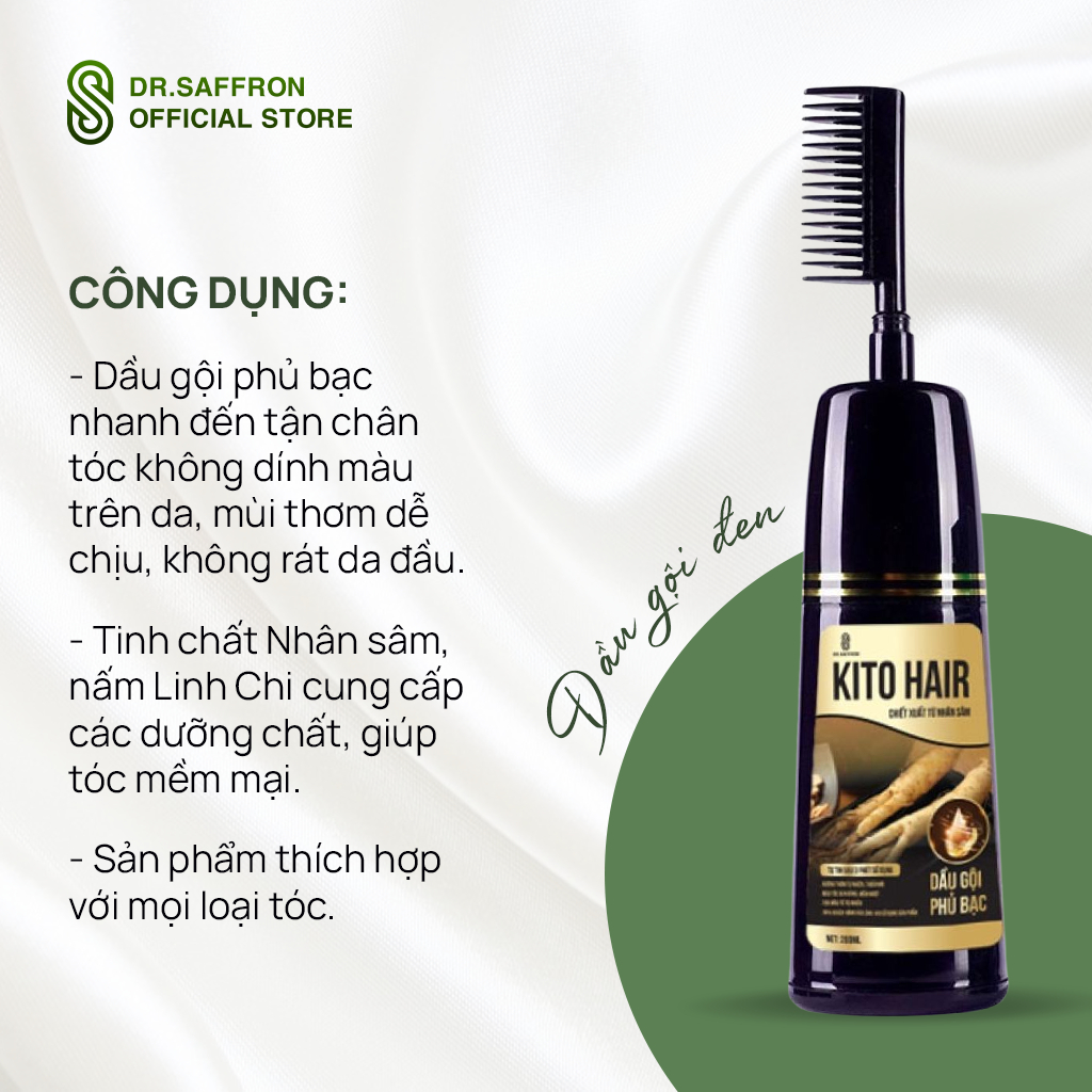 Ảnh Dầu gội phủ bạc Kito Hair thương hiệu Dr.Saffron date t10/2025 1