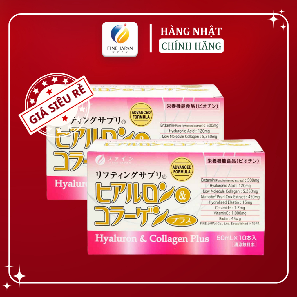 Combo Nước uống Collagen & Hyaluron Fine Japan Plus 5.250mg (Hộp 10 ...