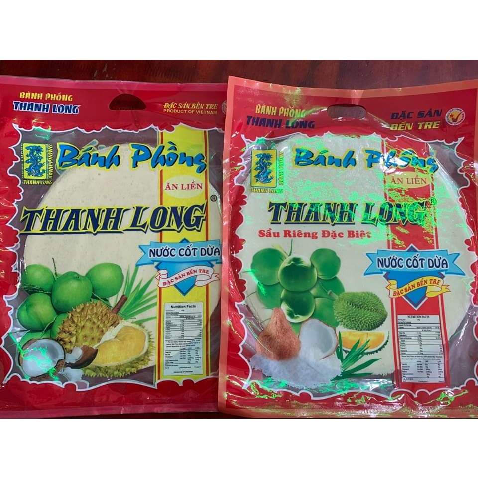Bánh phồng sữa sầu riêng cốt dừa Thanh Long loại đặc biệt ( túi 10 Bánh)