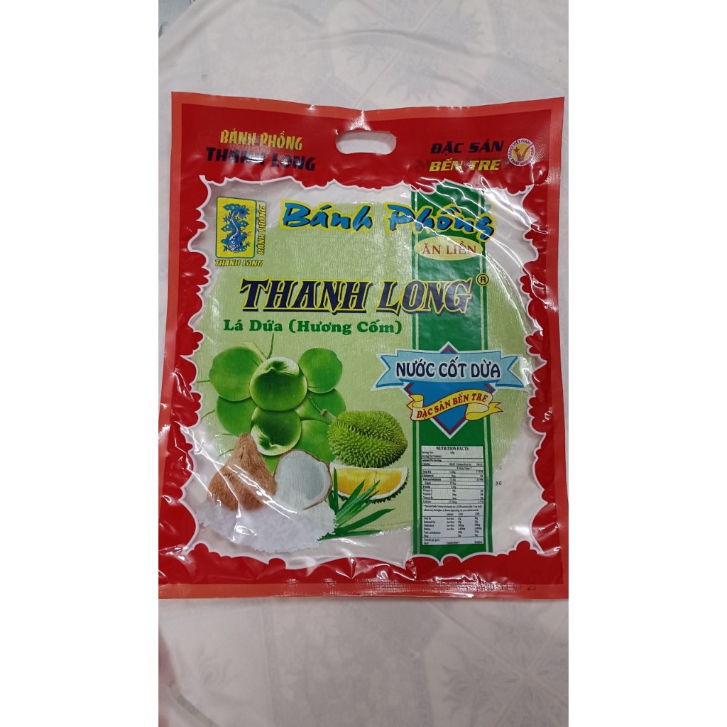 Bánh phồng sữa sầu riêng cốt dừa Thanh Long loại đặc biệt ( túi 10 Bánh)