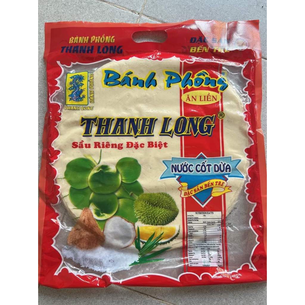 Bánh phồng sữa sầu riêng cốt dừa Thanh Long loại đặc biệt ( túi 10 Bánh)