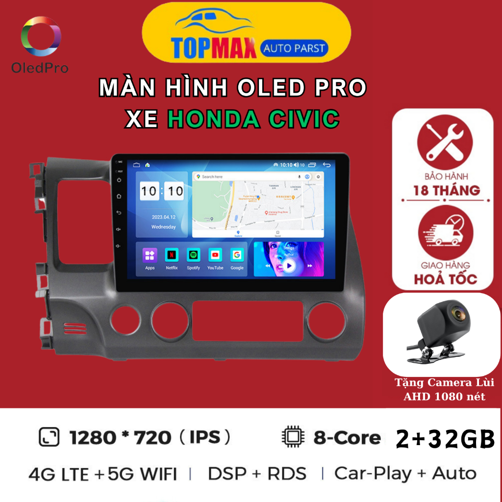 Màn hình ô tô android 9 inch A5 - P450 xe Honda Civic tặng VIETMAP S2 ...
