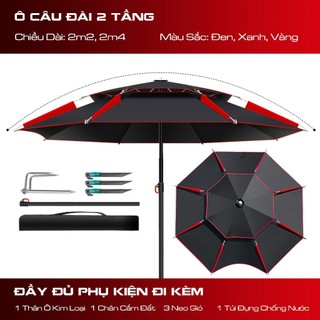 Ô Câu Đài 2 Tầng Và Ô Dọc Dưa Ô Câu Cá Che Nắng Mưa Dù Câu Đài Chống Tia UV Cao Cấp