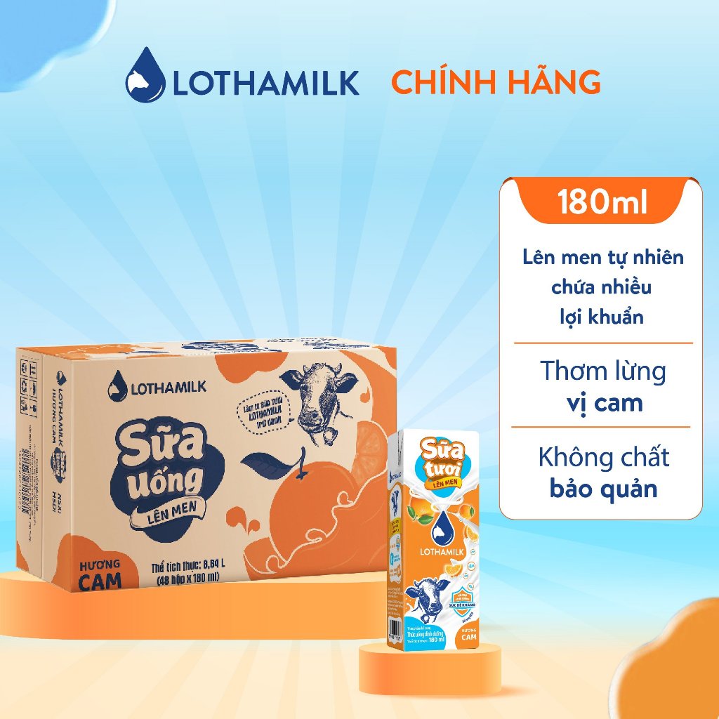 Ảnh Thùng 48 hộp sữa tươi lên men tiệt trùng Lothamilk 180ml 3