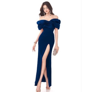 Đầm Dạ hội trễ vai xếp ly phồng cao cấp TẶNG KÈM HOA TAI THỜI TRANG