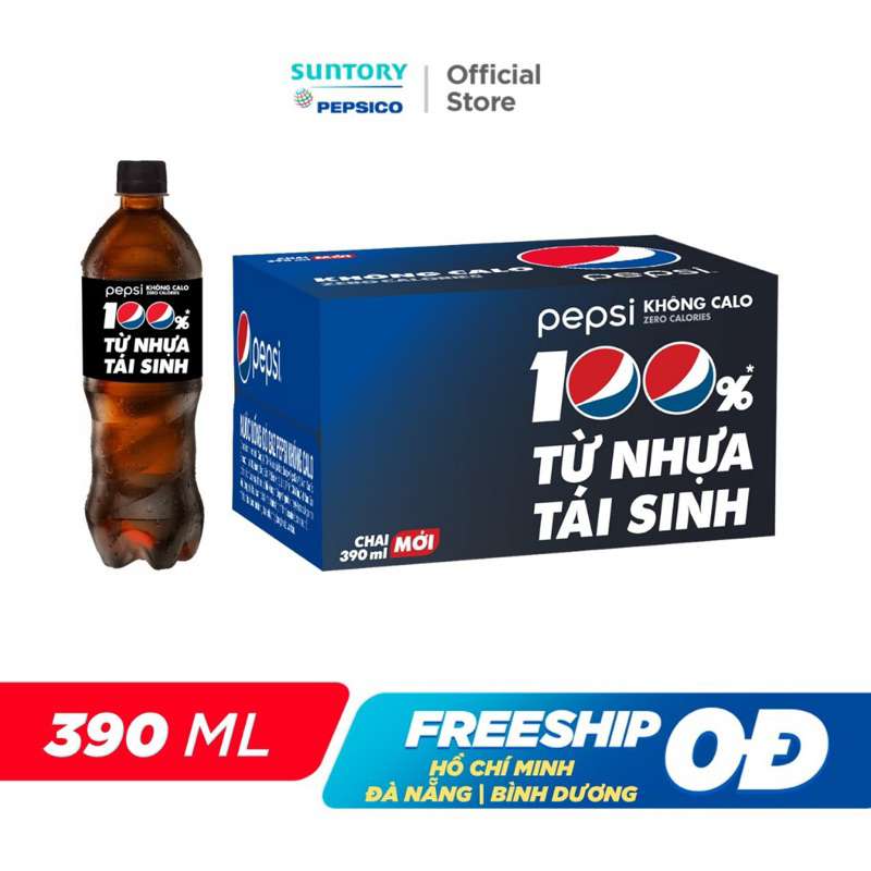 Thùng 24 Chai Nước Ngọt Có Gaz Pepsi Không Calo (390ml/chai) | Shopee ...