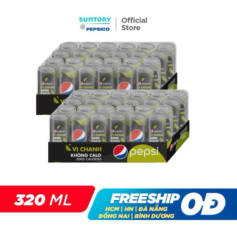 Combo 2 Thùng 24 Lon Pepsi Vị Chanh Không Calo (320ml/lon) | Shopee ...