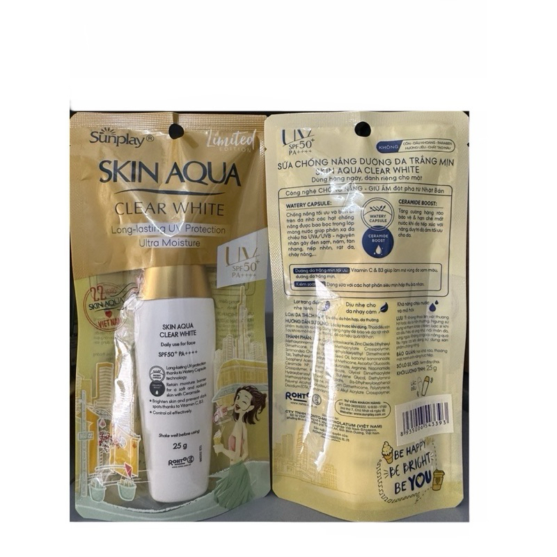 Kem chống nắng dưỡng da trắng mượt Sunplay Skin Aqua Clear White 25g/55g