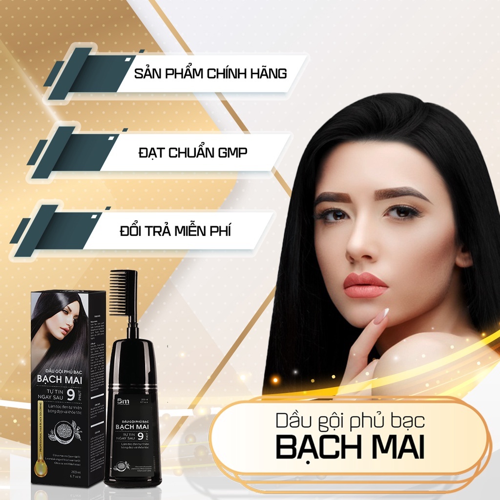 Dầu gội phủ bạc Bạch Mai (có màu nâu) thành phần tự nhiên an toàn cho tóc  và da đầu