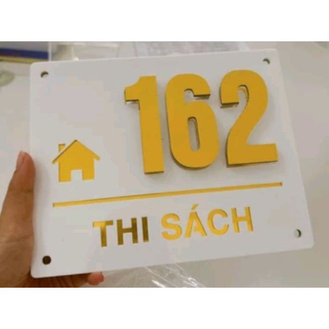 Bảng số nhà alu vàng gương,mica trắng số nổi cao cấp. bảng số nhà thiết kế theo yêu cầu