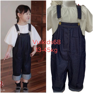 (Chính hãng) Yếm jean cho bé gái. Yếm jean quần ống suông cho bé siêu nịnh dáng 2-12Y 13-45kg