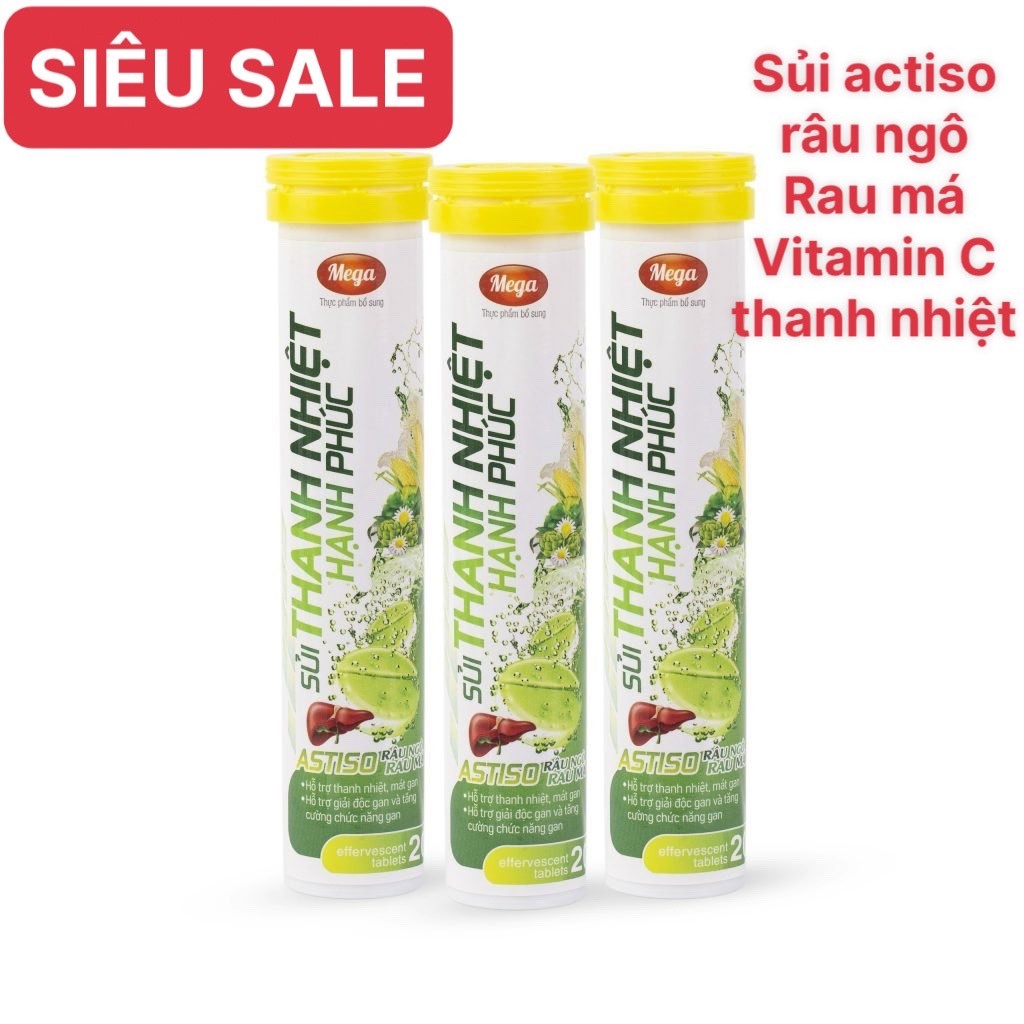 Viên C sủi Atiso rau má thanh nhiệt, giải độc gan, giảm nhiệt miệng ...