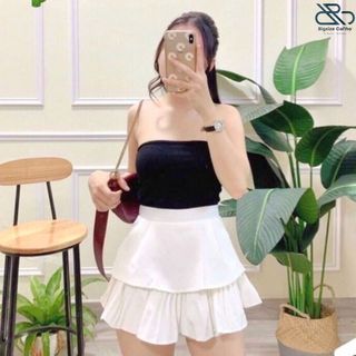 Chân Váy Xếp Ly 2 Tầng Bigsize Ngắn Túi Hai Bên Có Quần Bảo Hộ Khóa Kéo Vải Xoa CV2T