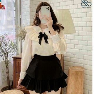 Chân Váy Xếp Ly 2 Tầng Bigsize Ngắn Túi Hai Bên Có Quần Bảo Hộ Khóa Kéo Vải Xoa CV2T