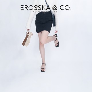 Erosska - Giày sandal cao gót nữ hở mũi quai mảnh gót vuông màu nâu cao 4cm - EM079