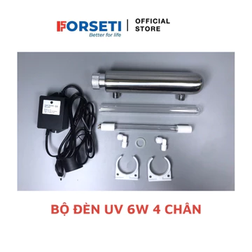 Bộ đèn UV 6W 4 chân lắp máy KAROFI, KANGAROO gồm bóng đèn, ống thuỷ tinh, vỏ inox, kẹp cút cụng diệt khuẩn cho nước