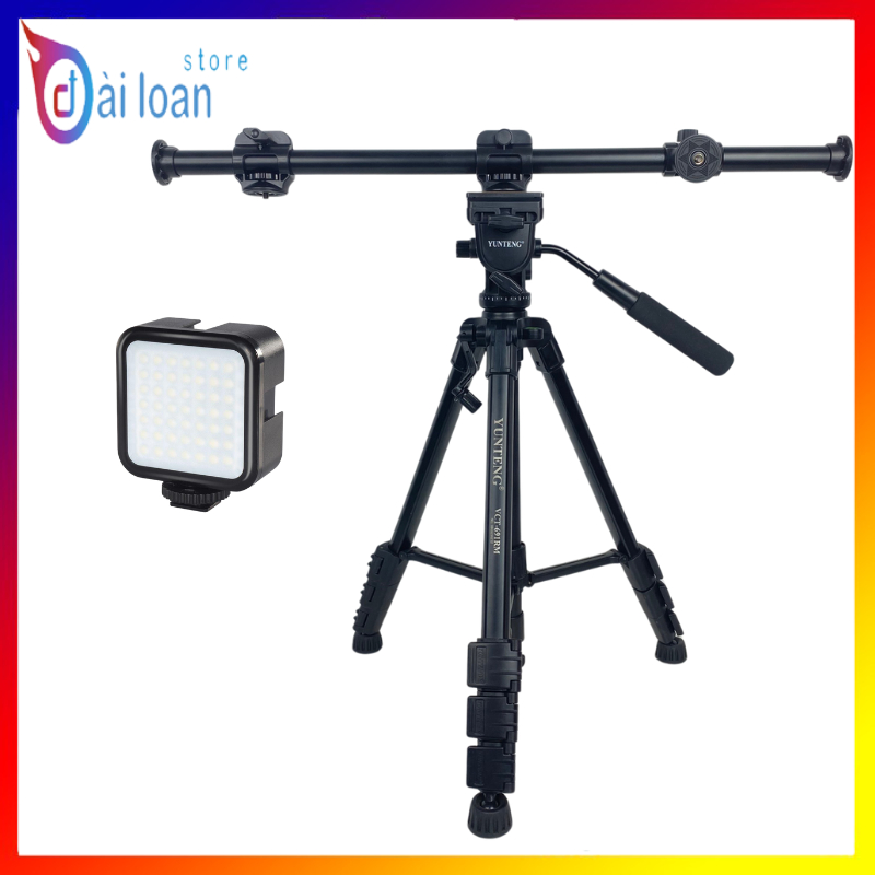 Combo Tripod VCT 691 và Thanh Ngang 369 Kèm Đèn RGB - Phụ kiện hỗ trợ quay chụp góc quay Topshot