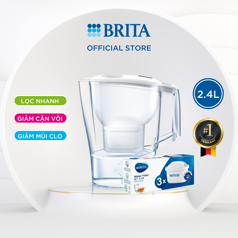 Ảnh Combo bình lọc nước BRITA Aluna White +  Hộp 3 lõi lọc BRITA Maxtra 1