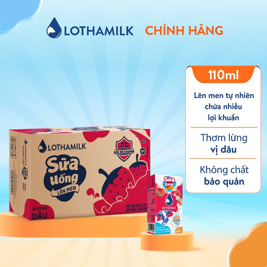 Ảnh Thùng 48 hộp sữa tươi lên men tiệt trùng Lothamilk 110ml 2