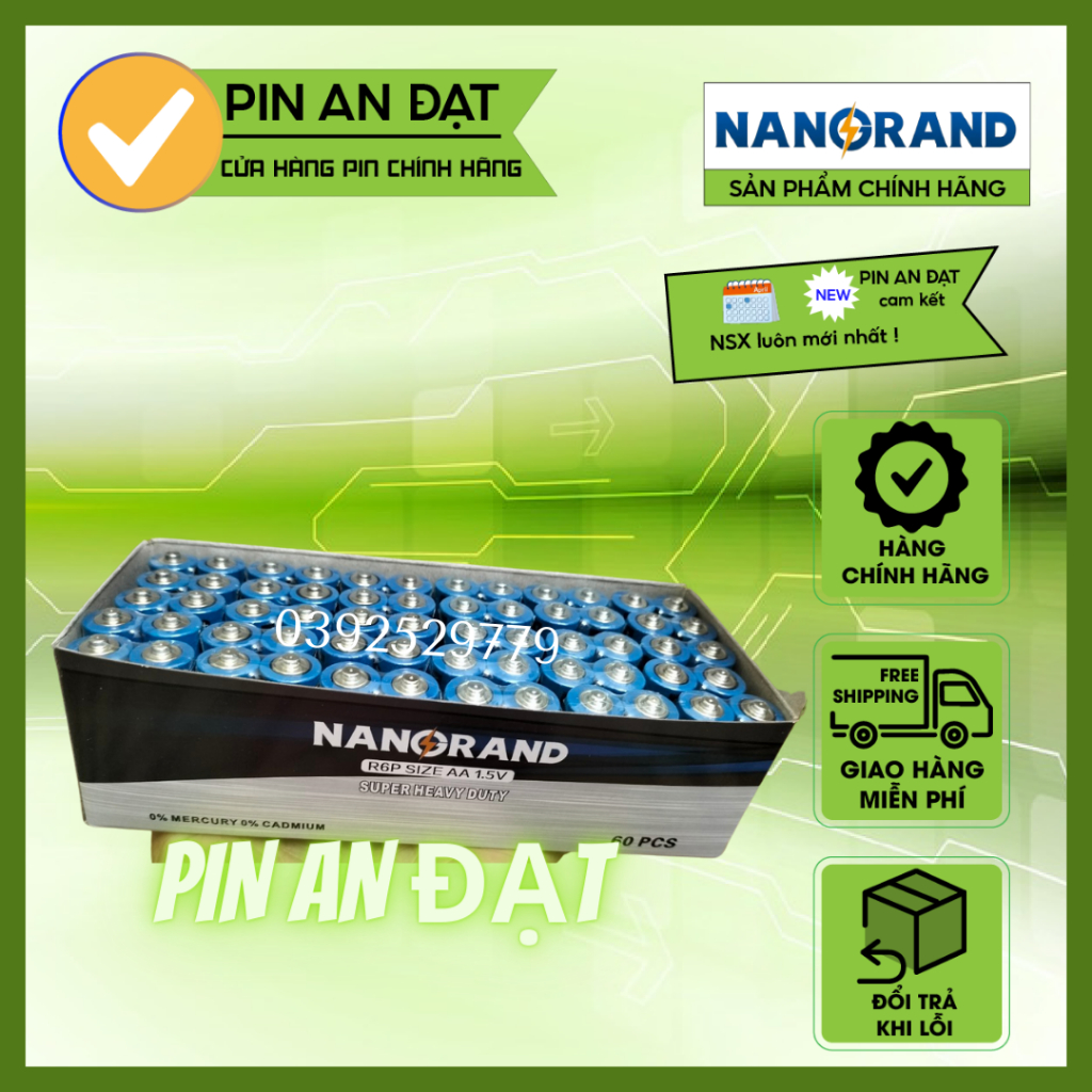 Hộp 60 viên Pin AA - LR06 (1.5V ) hàng công ty lắp đồ chơi, đồng hồ ...