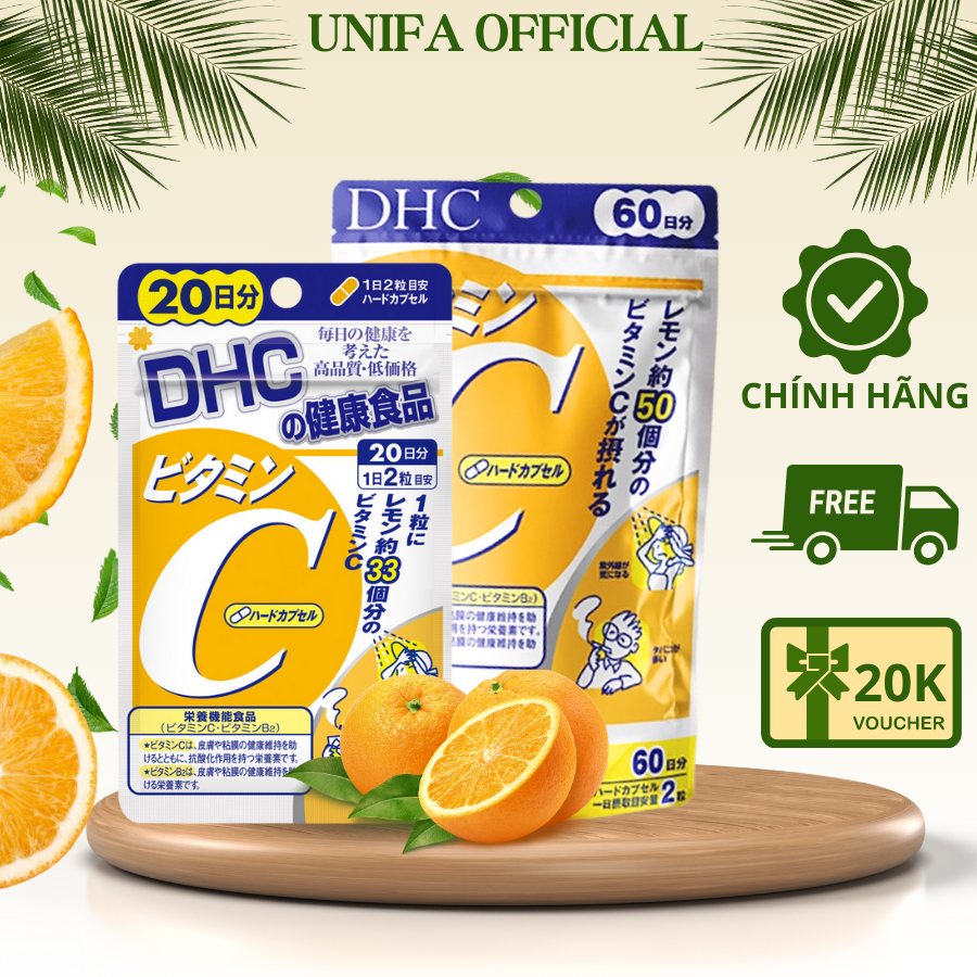 DHC VITAMIN C 60 ngày, viên uống trắng da hỗ trợ làm đẹp, giúp da trắng sáng mịn màng, giảm mụn, mờ thâm - 120 viên