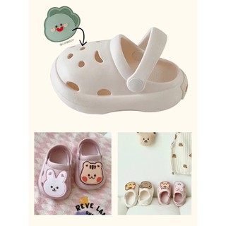 𝑨𝒑𝒓𝒊𝒍 𝒃𝒆́𝒃𝒆́ - Dép sục charm gấu thỏ style hàn quốc, Dép sục cho bé gái chống trơn trượt có quai hậu