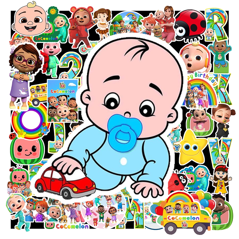 Set 50 Sticker Hình HOẠT HÌNH COCOMELON | Decal Phản Quang 7 Màu ...