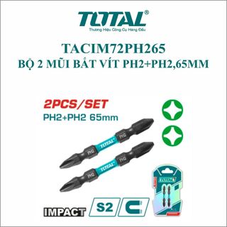 ĐỒ NGHỀ TOTAL Bộ 2 mũi bắt vít PH2+PH2,65mm TACIM72PH265
