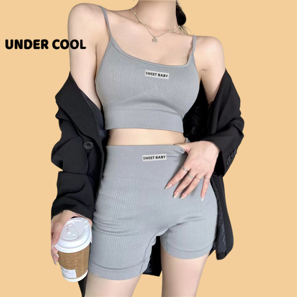 Set Bộ Đồ Tập Thể Thao Nữ Pickleball cầu lông tennis yoga gym UNDERCOOL Gym Yoga Siêu Co Giãn Form Ôm SB02
