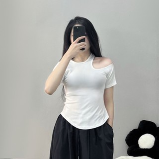 Áo Thun Cộc Tay nữ Khoét Vai Gladimax F89, Áo Hở Vai cá tính, chất thun cotton mềm mại