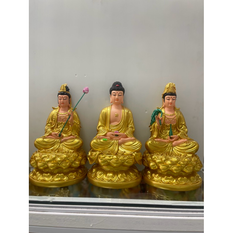 Bộ Tây Phương Tam Thánh, Tam Thế Phật, A Di Đà, Quan Âm, Đại Thế Chí chất liệu poly cao 30cm🌼🌼