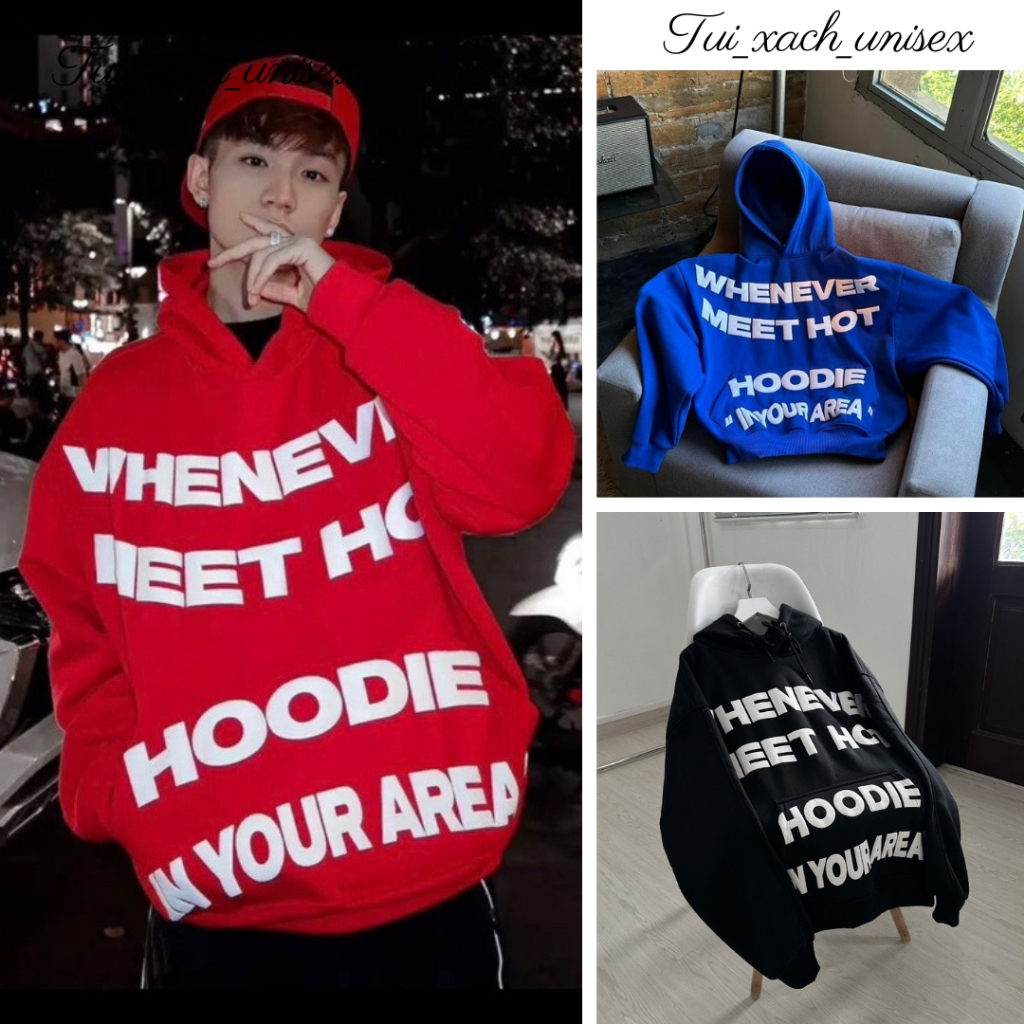 Áo hoodie Whenever form rộng mũ trùm logo in nổi nón 2 lớp chất liệu nỉ PE dày dặn nam nữ UNISEX - SSL