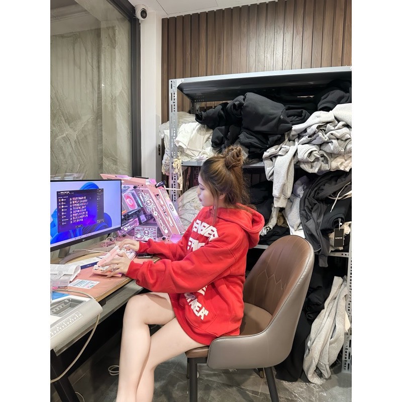 Áo hoodie Whenever form rộng mũ trùm logo in nổi nón 2 lớp chất liệu nỉ PE dày dặn nam nữ UNISEX - SSL