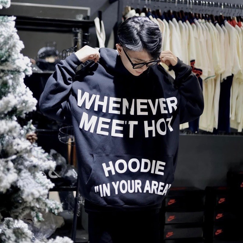 Áo Hoodie Whenever In Nổi 3D Form Rộng Dành Cho Nam Nữ phong cách hàn quốc nỉ pe nón 2 lớp dày dặn SSL