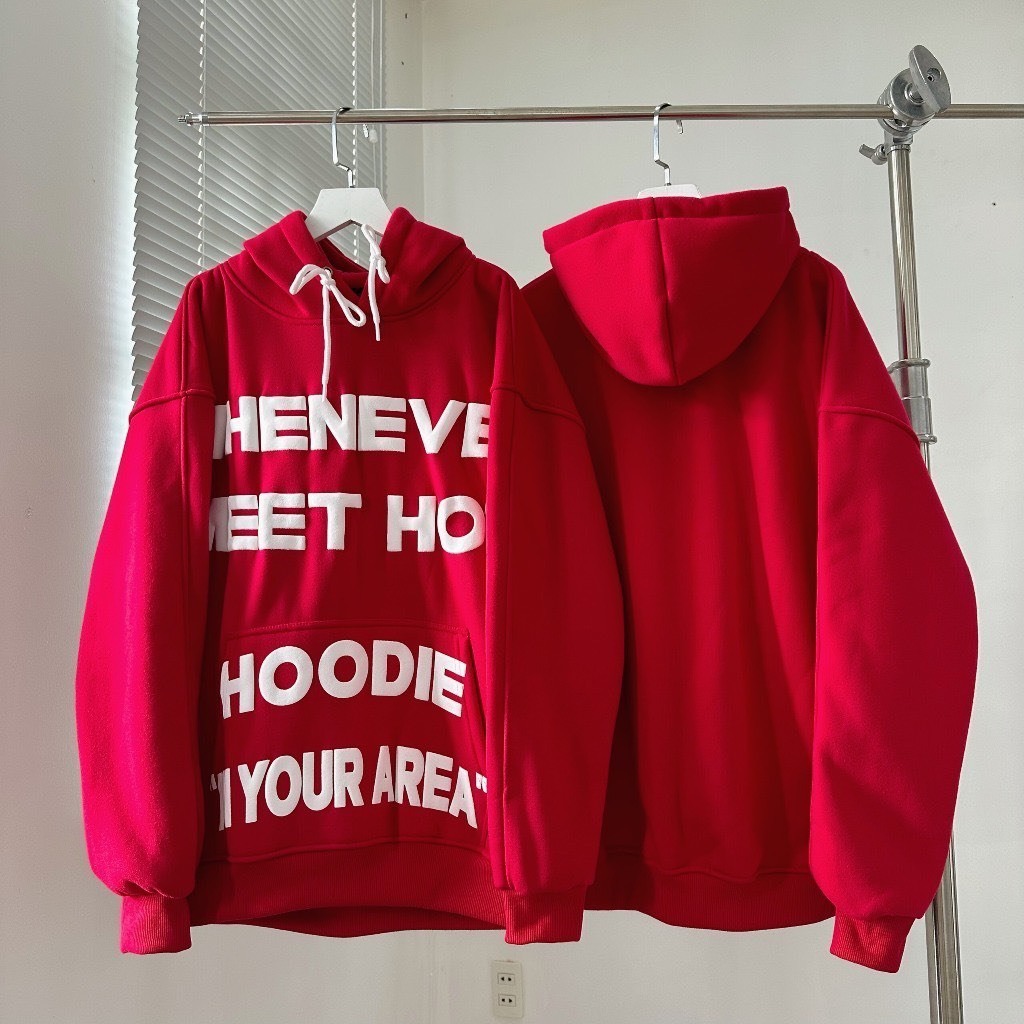 Áo Hoodie Whenever In Nổi 3D Form Rộng Dành Cho Nam Nữ phong cách hàn quốc nỉ pe nón 2 lớp dày dặn SSL