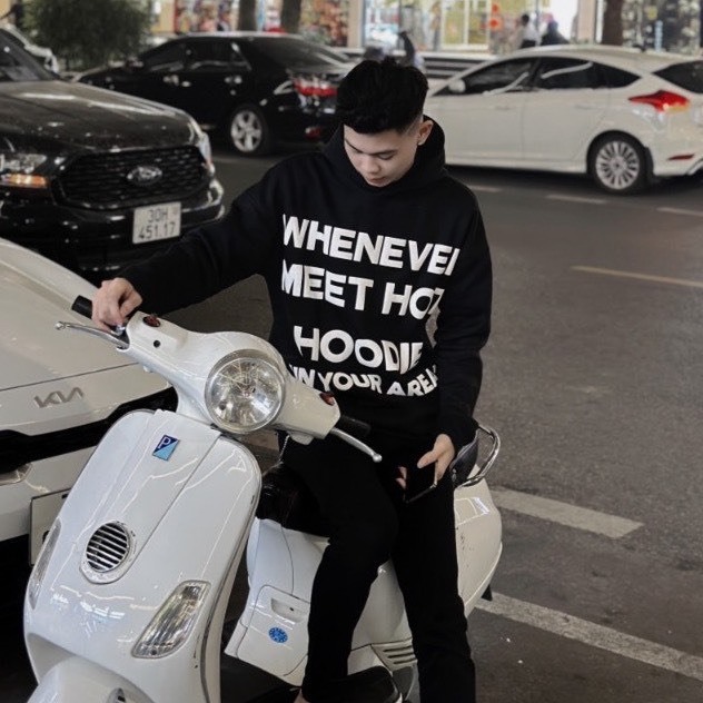 Áo Hoodie Whenever In Nổi 3D Form Rộng Dành Cho Nam Nữ phong cách hàn quốc nỉ pe nón 2 lớp dày dặn SSL