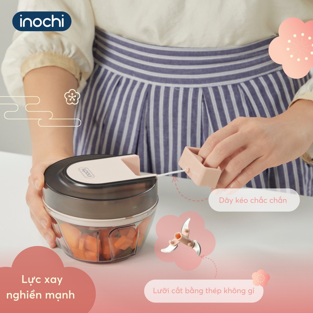 Dụng cụ xay hành, tỏi ớt Inochi - chất lượng cao, an toàn, lưỡi cắt sắc bén dễ dàng sử dụng.