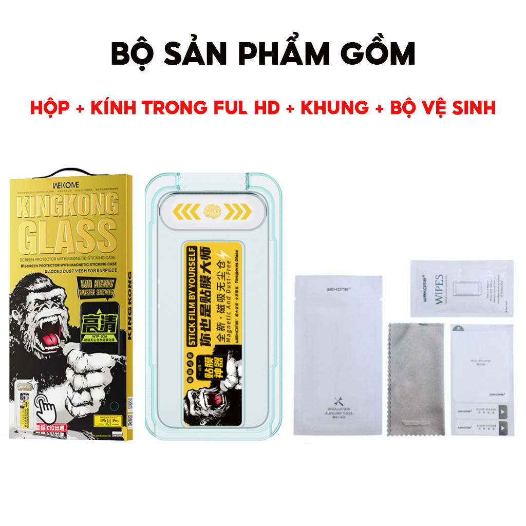 Kính Cường Lực Chống Nhìn Trộm Kingkong Có Khung Viền Tự Dán Cho Iphone