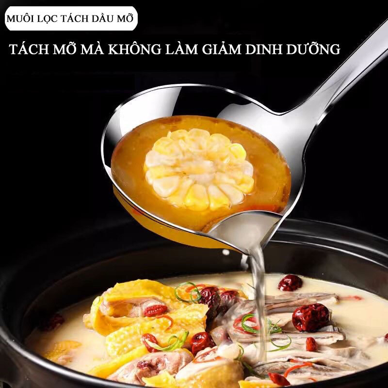 Muôi lọc tách dầu mỡ thông minh inox 304 không gỉ sét lọc tách dầu mỡ ...
