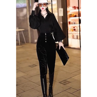 [HOT] Set Áo Sơmi Tay Phồng Phối Quần Baggy Lưng Cao - Hàng Hiệu Cao Thiên Nhi