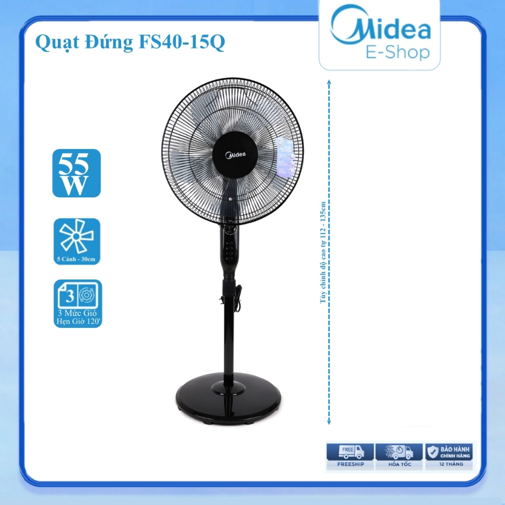 Quạt Đứng, Quạt Cây 5 Cánh Midea FS40-15QR Có Điều Khiển và Midea FS40 ...