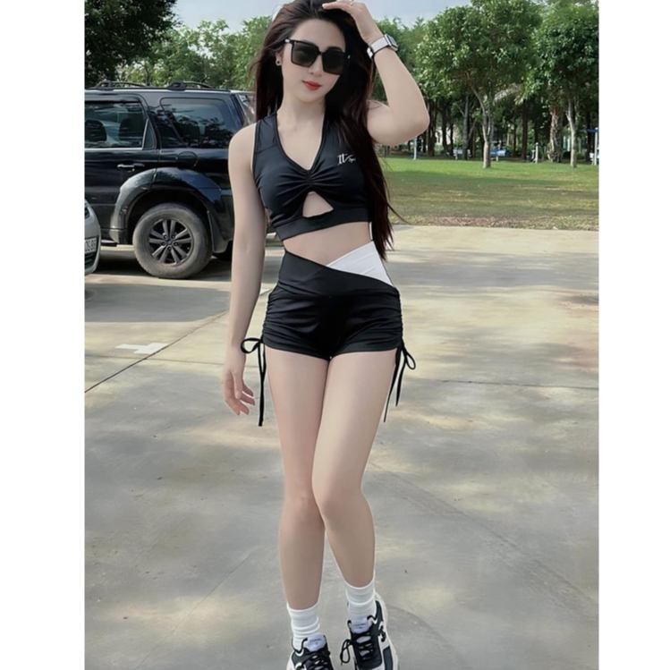 Bộ thể thao tập gym, erobic, zumba, shuffer dance , đi bơi, TT SPORT cạp chéo phối màu