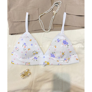 Áo bra hoạ tiết hoa cỏ chất linen bảng lưng 5cm - Handmade by Mimi house