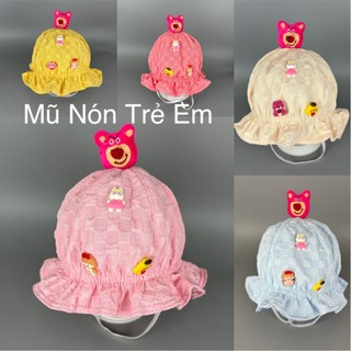 [ 0 - 12 THÁNG ] MŨ VÀNH VẢI MỀM LABUBU - GẤU DÂU VẢI NHÚN CHO BÉ GÁI