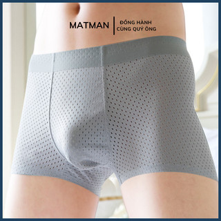 Quần Lót Lưới Nam Cao Cấp Dệt Lạnh Không Đường May, Quần Lót Boxer Nam Cotton Kháng Khuẩn Co Giãn