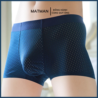 Quần Lót Lưới Nam Cao Cấp Dệt Lạnh Không Đường May, Quần Lót Boxer Nam Cotton Kháng Khuẩn Co Giãn