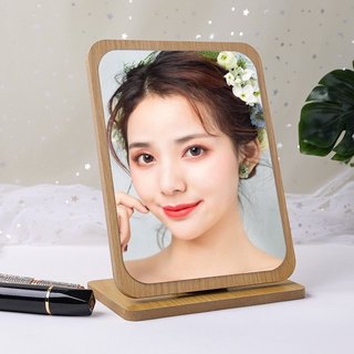 Gương trang điểm  để bàn, Gương để bàn xoay 360 độ chất liệu lúa mạch
