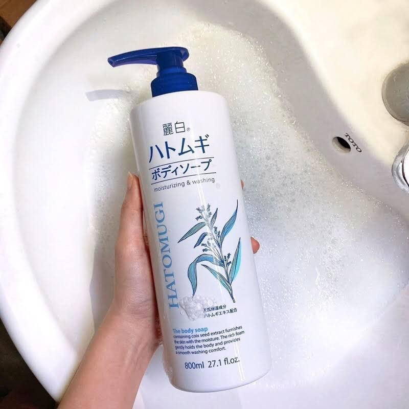 Sữa Tắm Trắng Da Dưỡng Ẩm Hatomugi Nhật Bản 800ml