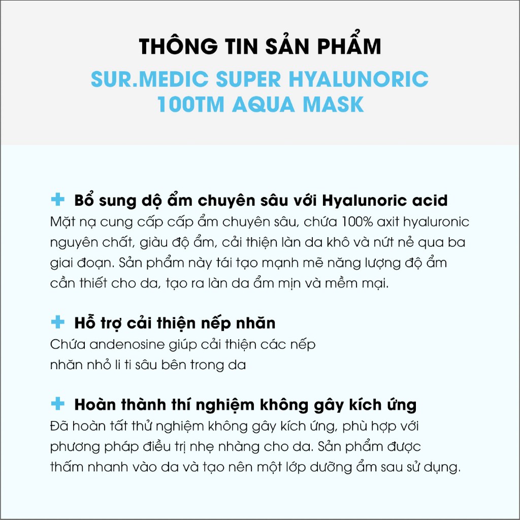 Ảnh Combo 10 Mặt Nạ Cấp Nước SUR.MEDIC Super Hyaluronic 100TM Aqua Mask 30g 2